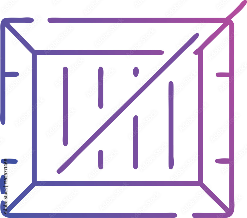 Poster abstract neon illustration of a cubic structure and a line segment on transparency