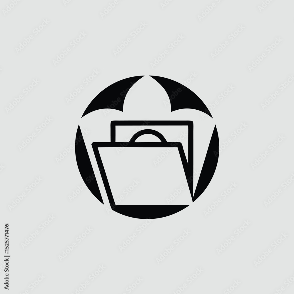 Poster abstract modern icon of an open folder with a circular design element