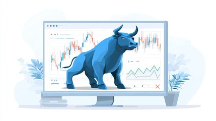Blue Bull Market Investment Portfolio Infographic Visual Representation