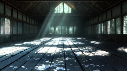 Sunlit Wooden Dojo Interior