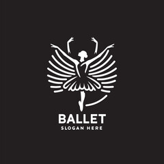 Obraz premium Ballet logo design template. Ballerina silhouette on black background.eps