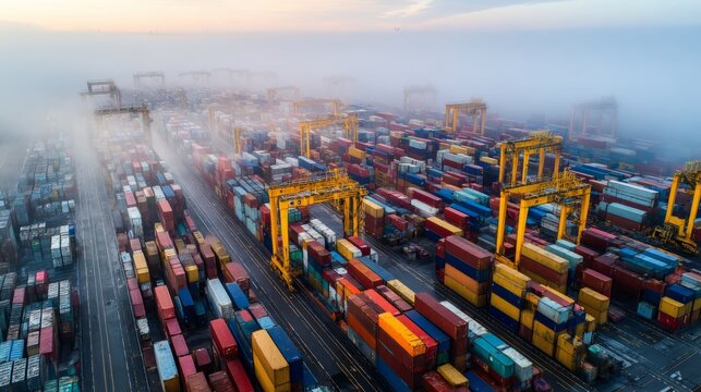 Shipping containers in geometric patterns, a logistical symphony of order and efficiency.
