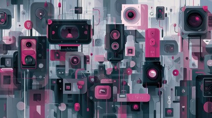 Obraz premium Abstract Flat Style Virtual Reality Headset Vector Art Design