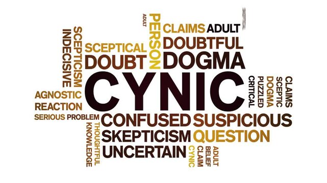 Cynic animated word cloud;text design animation tag kinetic typography seamless loop.