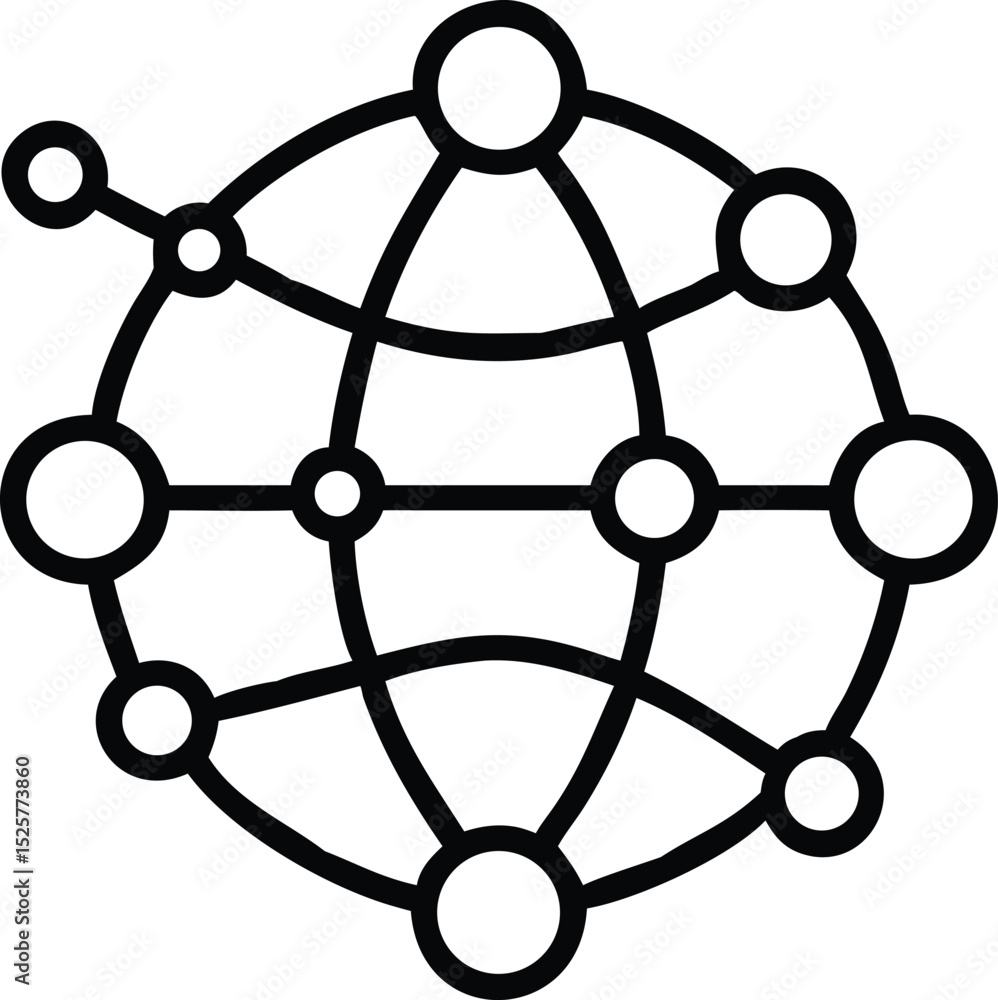 Poster black silhouette of a global network with connected dots and transparency effect.