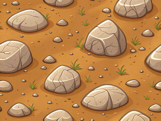 Hand-Drawn Cartoon Rock and Soil Game Texture