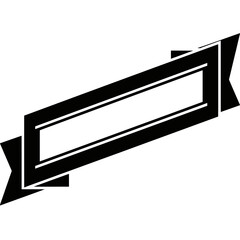 Obraz premium A stark black ribbon banner, isolated on white background, angles across the frame, its simple design emphasizing a blank central space for text