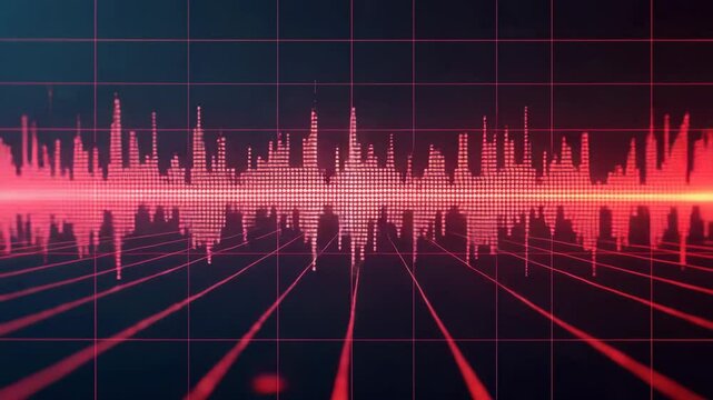 Digital audio waveforms displayed on a grid background.