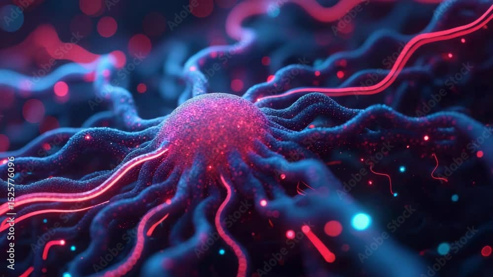 Poster vibrant abstract representation of a cellular structure.