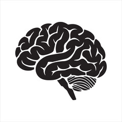 Human Brain Silhouette Icon – Flat Medical Anatomy Vector Design 
