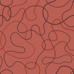 Precious metal chain seamless pattern. Jewelry vector background. Vintage fashion bijou allover print. Retro finery wallpaper.