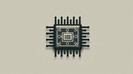 Minimalistic 2D Abstract AI Chip Icon Graphic in Vector Style
