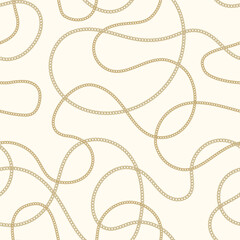 Precious metal chain seamless pattern. Jewelry vector background. Vintage fashion bijou allover print. Retro finery wallpaper.