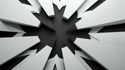 Abstract geometric shapes creating a starburst effect against a dark background, evoking depth - Powered by Adobe