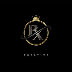 BX Luxury Creative Logo – Elegant Gold Monogram Letter mark with Crown, Circle & Royal Style for Fashion, Boutique, Jewelry, Branding & Premium Identity Design