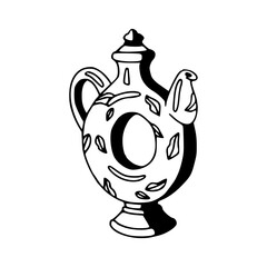 traditional ornate water pitcher with leaf motifs