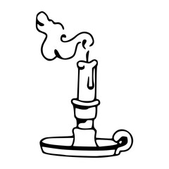 vintage lit candle on holder drawing