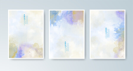 Set of cards with bright colorful vector watercolor background. Design for your date, postcard, banner.