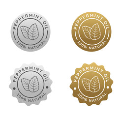peppermint oil natural label silver and gold color. natural ingredient for cosmetic or beauty product.