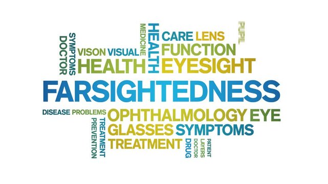 Farsightedness animated word cloud;text design animation tag kinetic typography seamless loop.