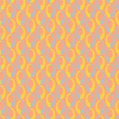 Geometric wavy background. Chain circles vector seamless pattern. Vintage colored fashion allover print. Retro repeat ornament wallpaper.