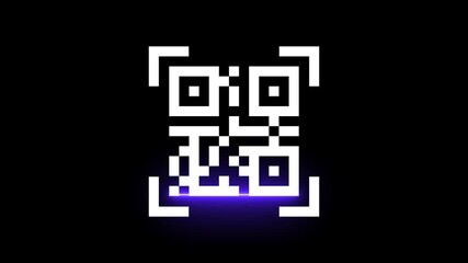 Animation of data processing and QR code Scanning the QR code icon ,Scanning Parcel Barcode 4kvideo QR, QR. - Powered by Adobe