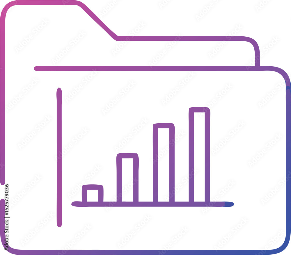 Poster folder icon featuring a gradient bar chart depicting financial growth and statistics