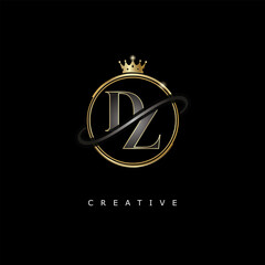 DZ Luxury Creative Logo – Elegant Gold Monogram Letter mark with Crown, Circle & Royal Style for Fashion, Boutique, Jewelry, Branding & Premium Identity Design