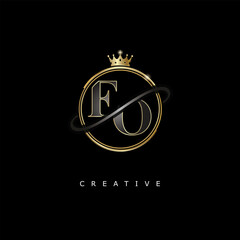 FO Luxury Creative Logo – Elegant Gold Monogram Letter mark with Crown, Circle & Royal Style for Fashion, Boutique, Jewelry, Branding & Premium Identity Design