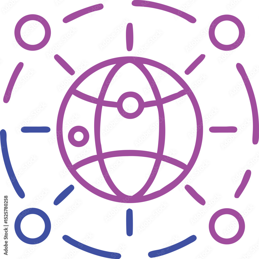 Poster global network icon representing worldwide connections and communication