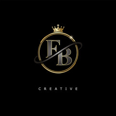 FB Luxury Creative Logo – Elegant Gold Monogram Letter mark with Crown, Circle & Royal Style for Fashion, Boutique, Jewelry, Branding & Premium Identity Design