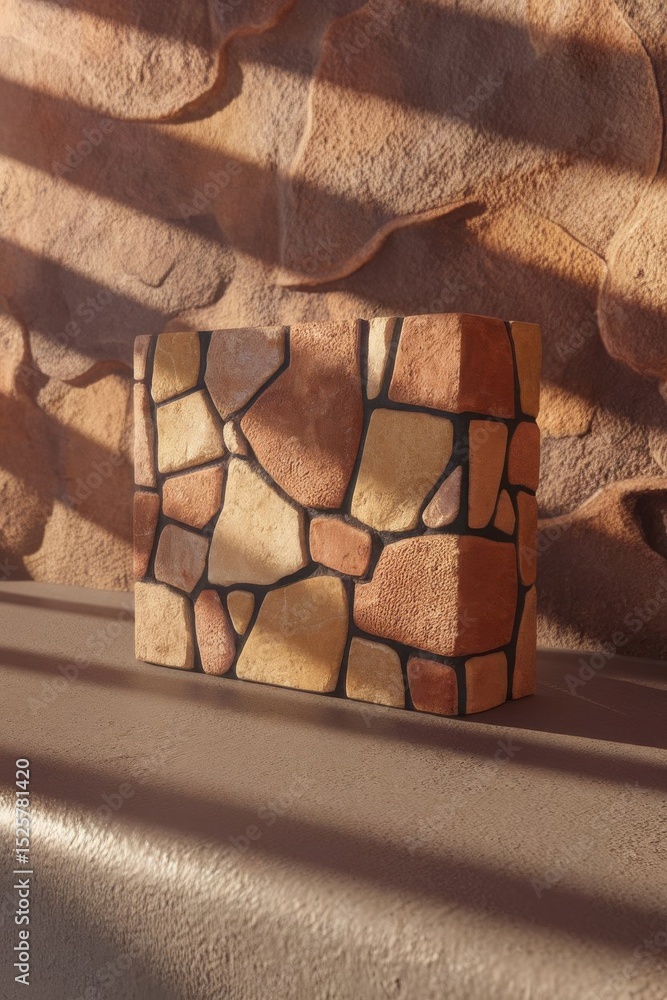 Poster abstract sandstone block showcase with unique textures and earth tone color palette