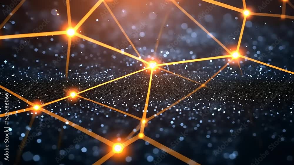 Poster abstract futuristic technology background with glowing network connections and particles