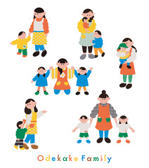 幼稚園、保育園の先生と子どもたちのセット