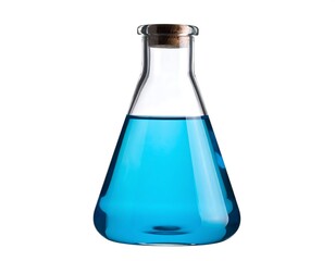 Clear flask with blue liquid