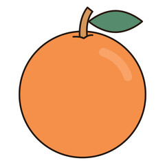 ORANGE fruit illustration icon simple vector symbol drawing cute outline doodle logo botanical vibrant clipart element sticker object