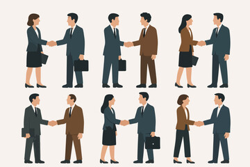 Vector Set Businesspeople handshake meeting agreement concept