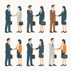 Vector Set Businesspeople handshake meeting agreement concept