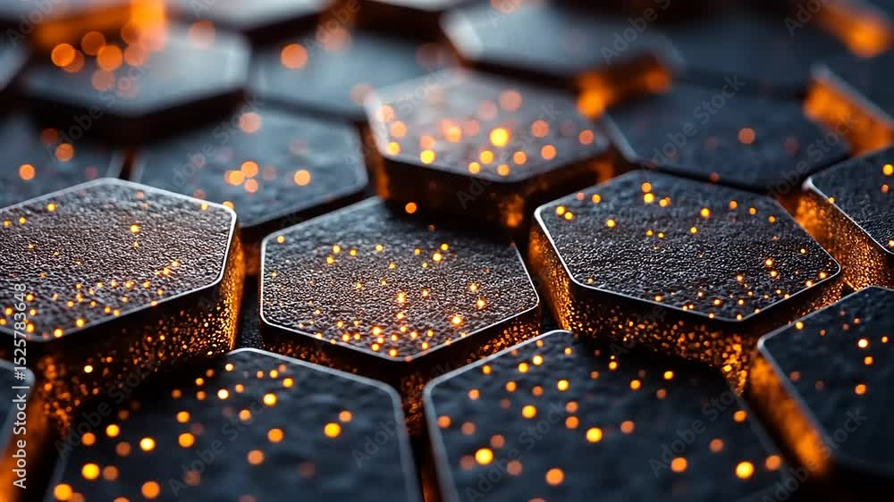 Aufkleber abstract geometric hexagon background with glowing particles and seamless texture