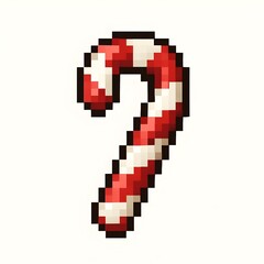 Obraz premium A retro 8-bit pixel art illustration of a red and white candy cane 