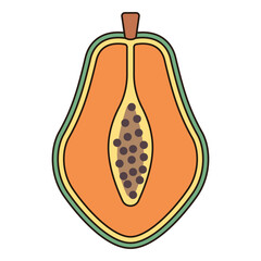 PAPAYA fruit illustration icon simple vector symbol drawing cute outline doodle logo botanical vibrant clipart element sticker object