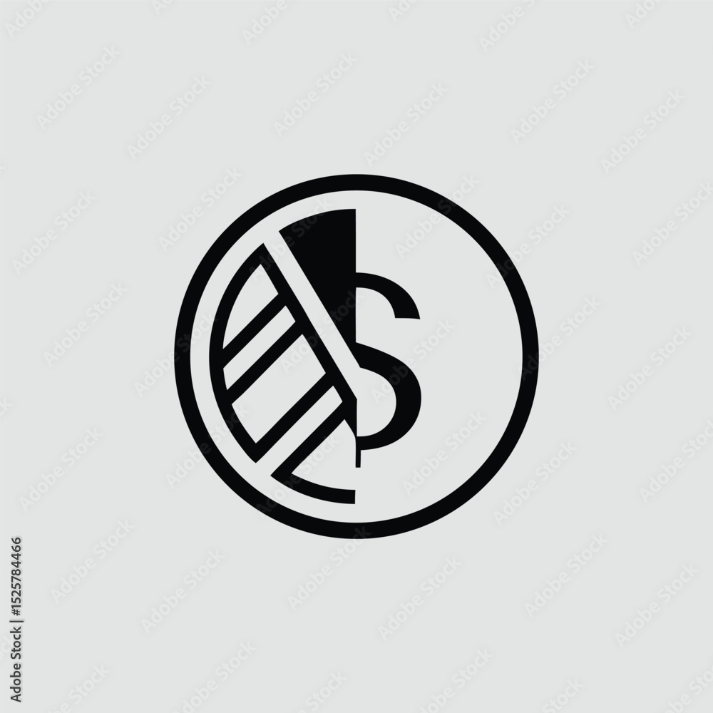 Poster modern and abstract dollar sign icon in a circle design suitable for finance