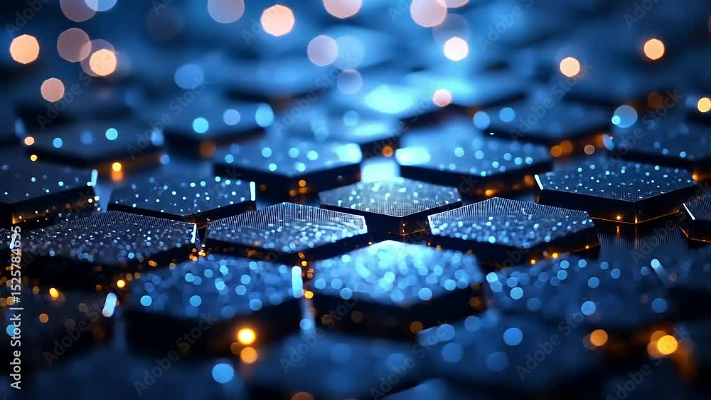 Poster abstract glowing hexagon pattern animation for technology backgrounds and visual effects