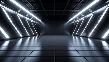 Futuristic, metallic, and illuminated corridor