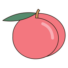 PEACH fruit illustration icon simple vector symbol drawing cute outline doodle logo botanical vibrant clipart element sticker object