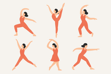 Vector Set Dancer positions movement posing performance art activity