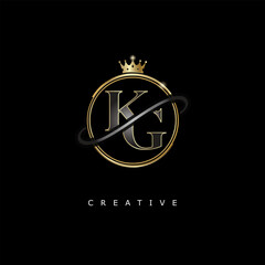KG Luxury Creative Logo – Elegant Gold Monogram Letter mark with Crown, Circle & Royal Style for Fashion, Boutique, Jewelry, Branding & Premium Identity Design