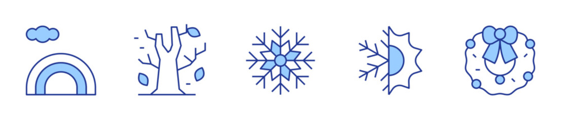 autumn, wreath, snowflake, rainbow, season. Seasons Icon vector illustration. Line Duotone style. Editable stroke