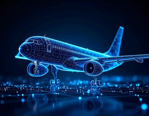 Futuristic digital airplane