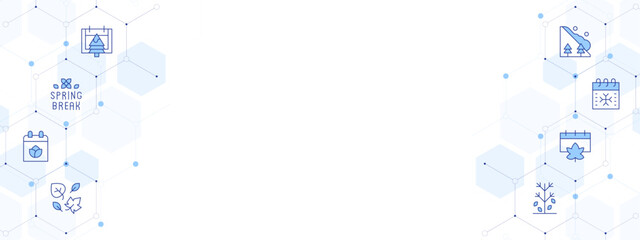 Seasons Banner Vector Illustration with Two-sided Icon Style. Line Duotone icon. Containing. winter, spring break, spring, leaves, tree, autumn, calendar, avalanche